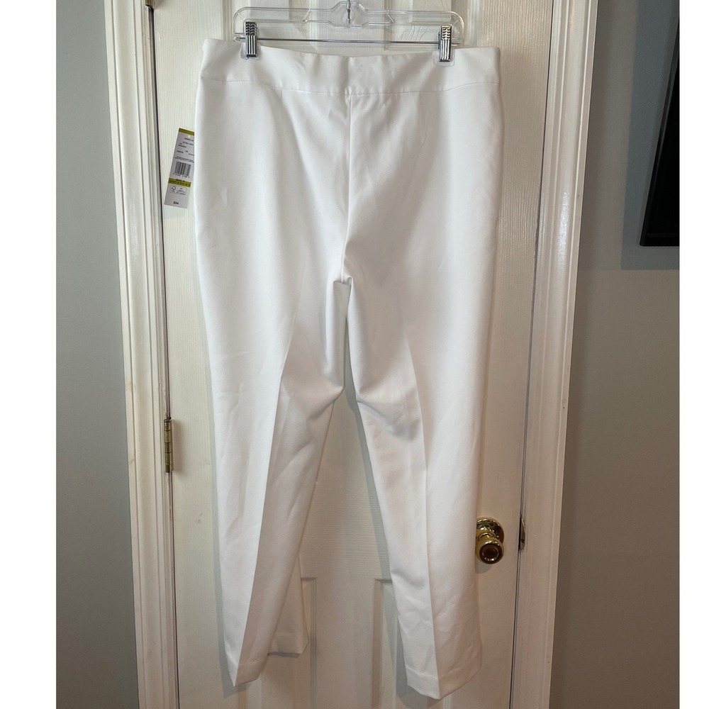 Evan-Picone Dress Pants Womens 14 White Straight Leg Flat Front Black Label Chic - Picture 7 of 16